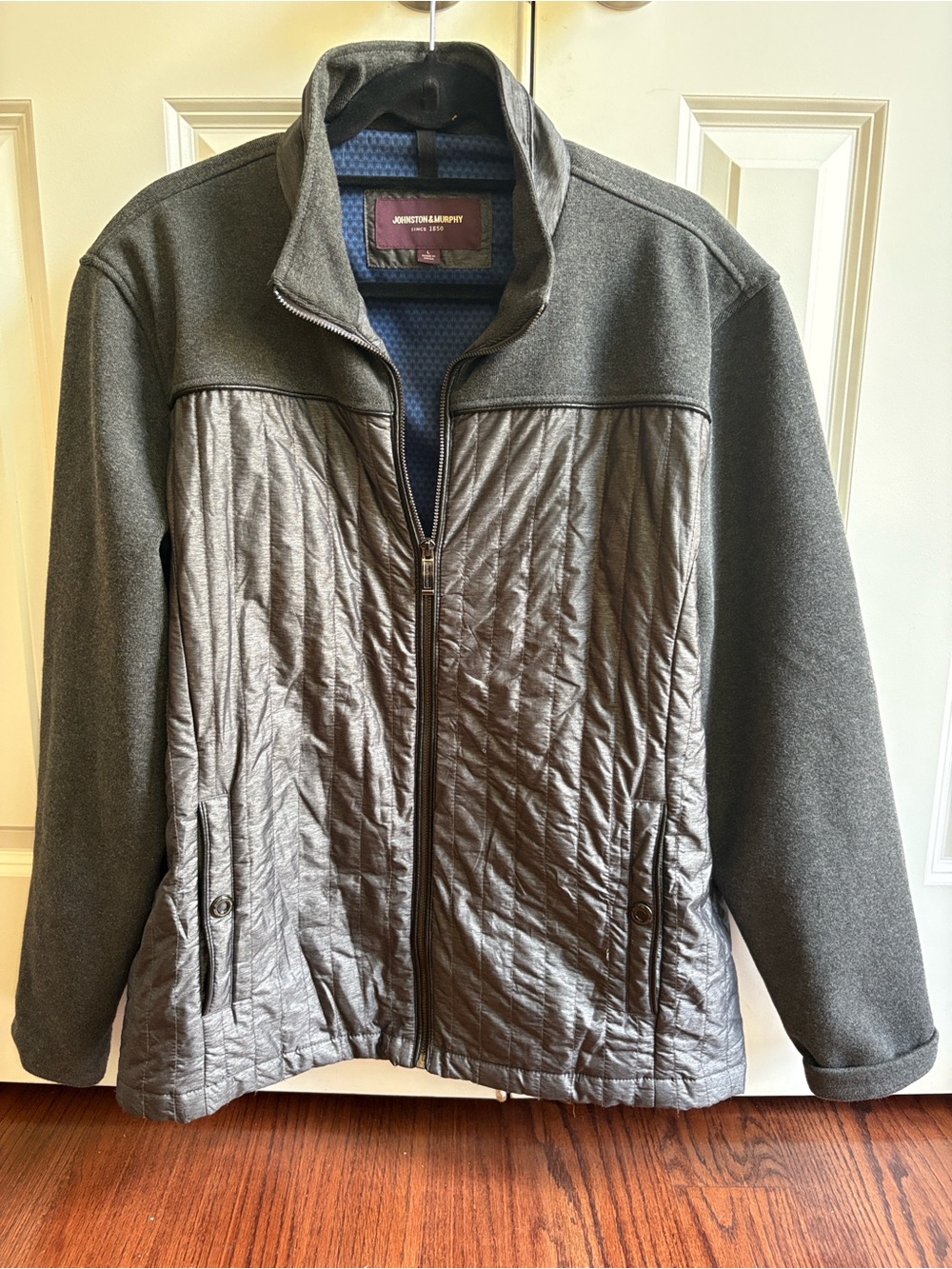 Johnston & Murphy Gray Quilted Hybrid Full-Zip Jacket Men’s Large like new